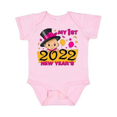 

Inktastic My 1st New Year 2022 Baby Girl in Top Hat Gift Baby Girl Bodysuit
