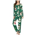 thumbnail image 2 of Homenesgenics Christmas Pajamas for Women Onesies Plus Size Women's Long Sleeve Tops+Pants Home Wear Pajama Set Night Wear with Pocket Green XXL, 2 of 5