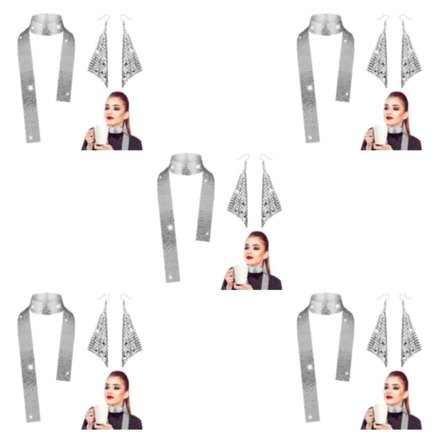 maskred Stylish Accessories For Unisex Party Dress For Women Radiates Glamour Silver 5Set