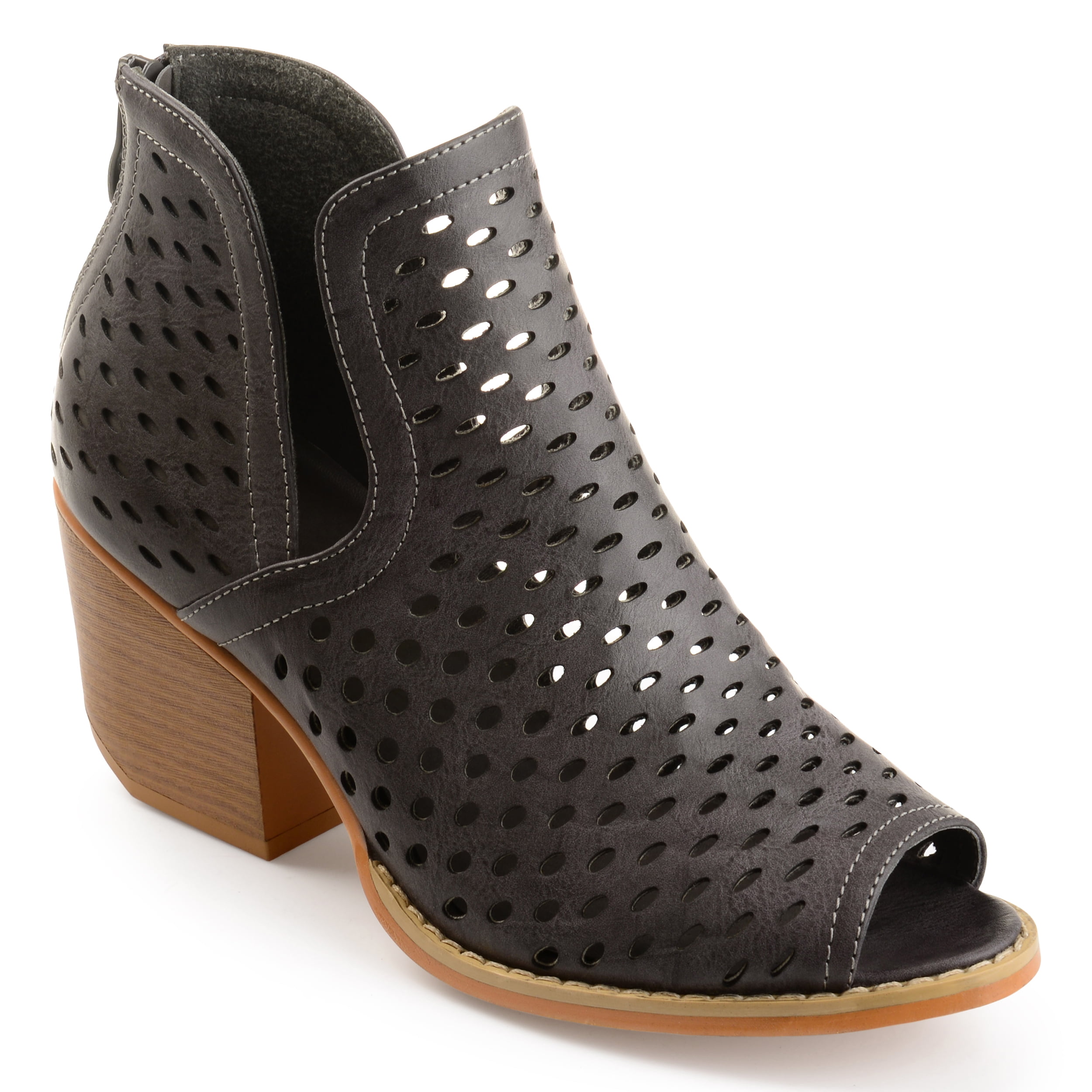 Womens Faux Leather Side-slit Open-toe 
