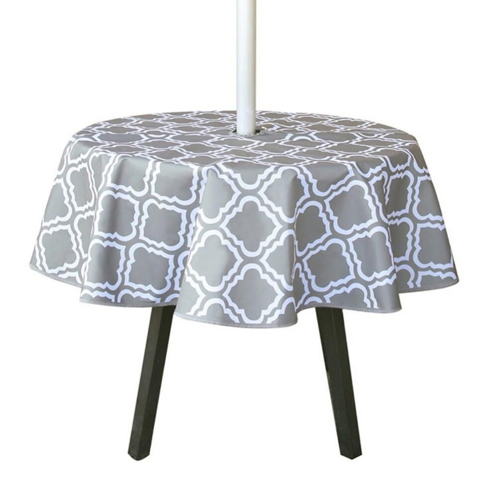 Indoor Outdoor 60in Round Tablecloth with Umbrella Hole and Zipper