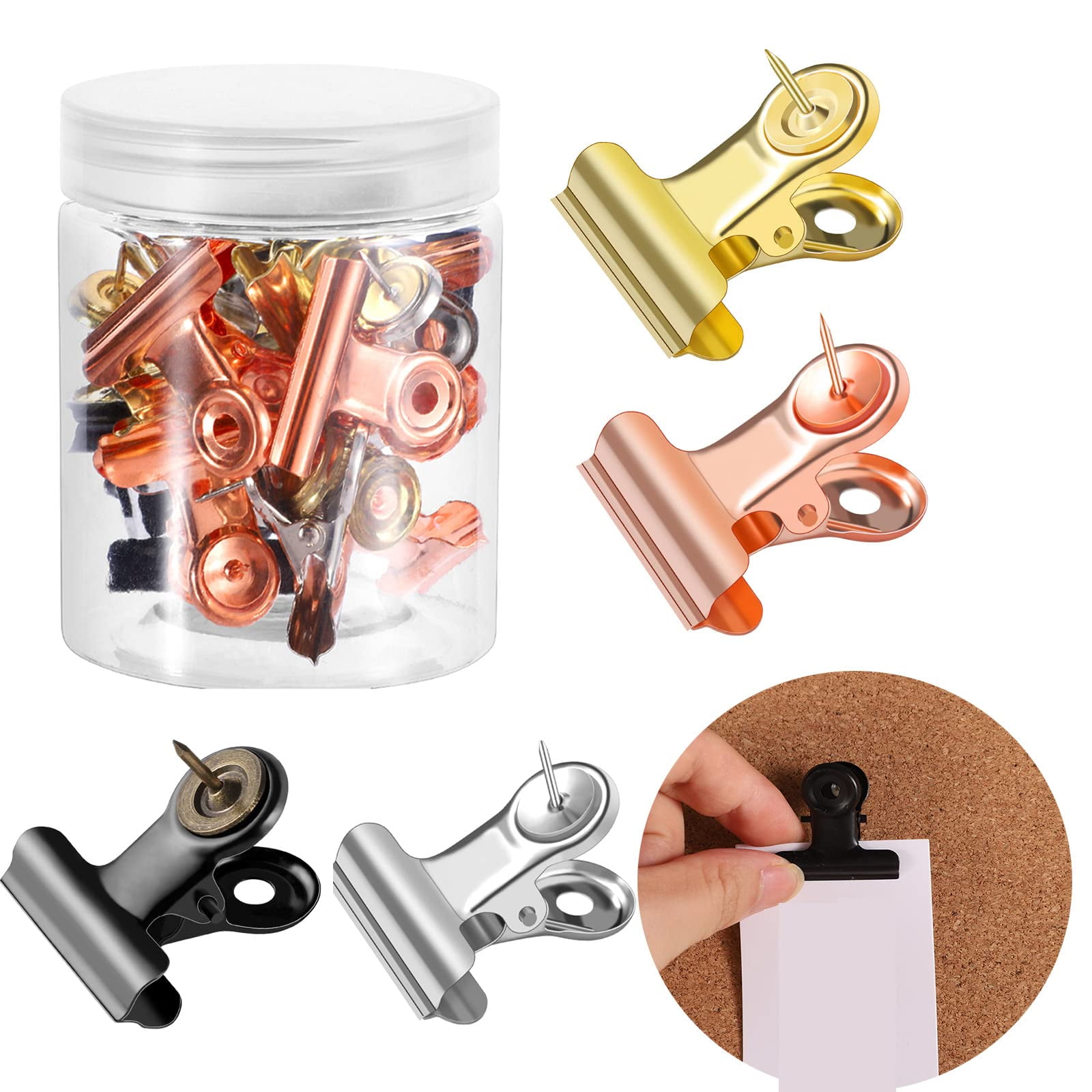 20 Pieces Push Pins Clips, Thumb Tacks with Clips Bulletin Board Clips