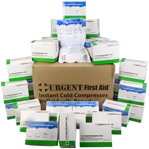 Case of 32 Individually Boxed Large Instant Cold Packs, 6" x 9" Disposable Cold Compresses - No pre-Chilling Required for Fast, Effective First aid Treatment & Relief of Aches, Pains, Bumps & Bruises