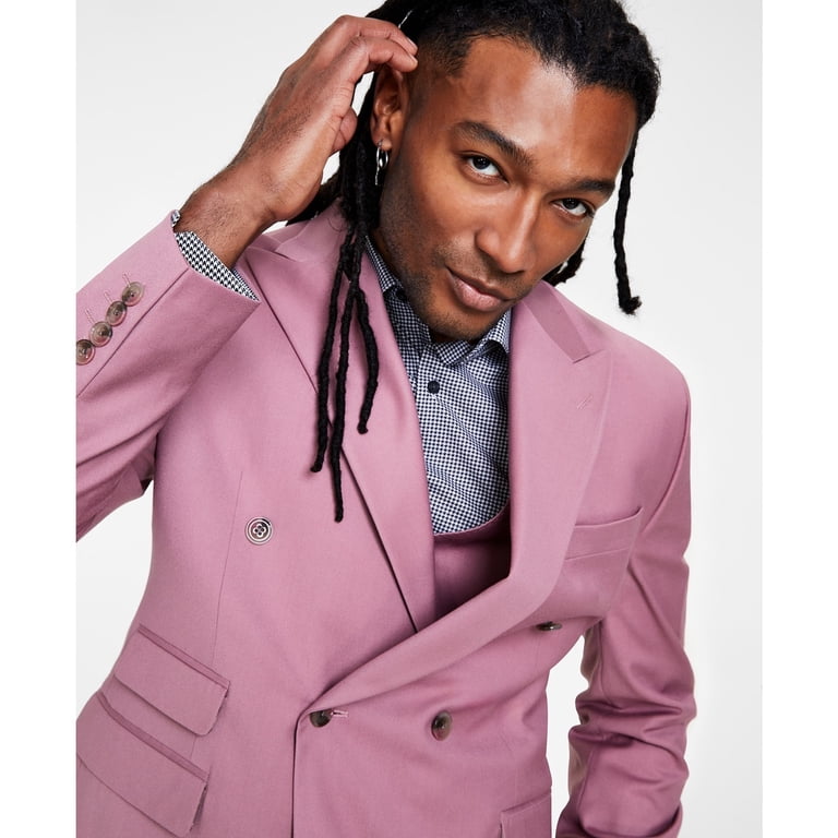 Tayion Men's Classic-Fit Solid Double-Breasted Suit Jacket Purple