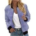 thumbnail image 2 of Chaqueta y abrigo informal de manga larga sin capucha para mujer, con estampado sin cabeza, con cremallera y bolsillo, de poliéster, 2 of 5
