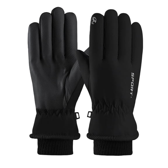 Winter Thermal Gloves for Motorcycle Cycling Skiing, Touchscreen Windproof Water Resistant Fleece Lined Gloves for Men Women Adult Outdoor Sports - Black
