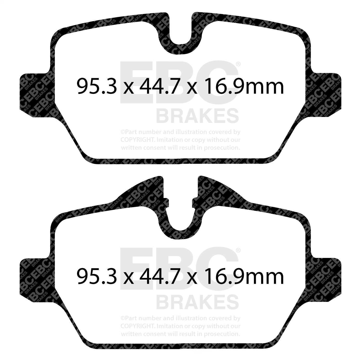 EBC Brakes DP32102C Redstuff Ceramic Low Dust Brake Pads, FMSI Pad No. D1554 Solid 280mm Dia. 79mm