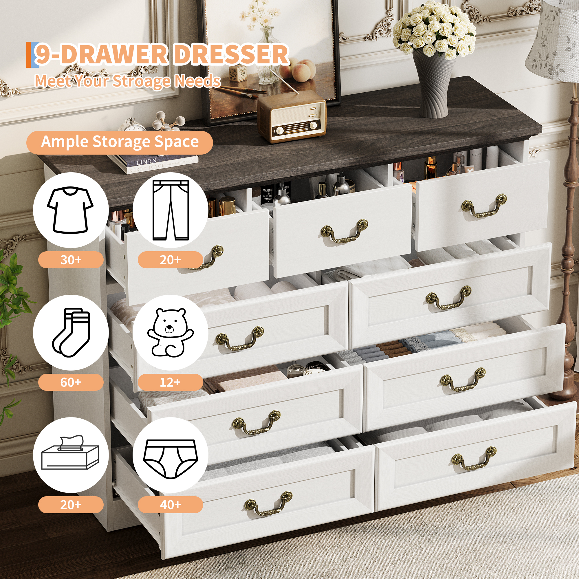 Dresser with Clean Lines for Bedroom, Modern Chest of Drawers