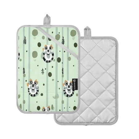 

2 Pcs Pot Holders Sets Oven Mitts Square Potholders Oven Hot Pads Heat Resistant for Kitchen Cooking Baking 7 x9.8 Rolled Lemur Pattern