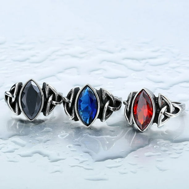 Men Crystal Ring Party Ceremony Wedding Boys Vintage Style Simple Design Portable Steel Rings Hand Jewellery Birthday Gift Black Size 11