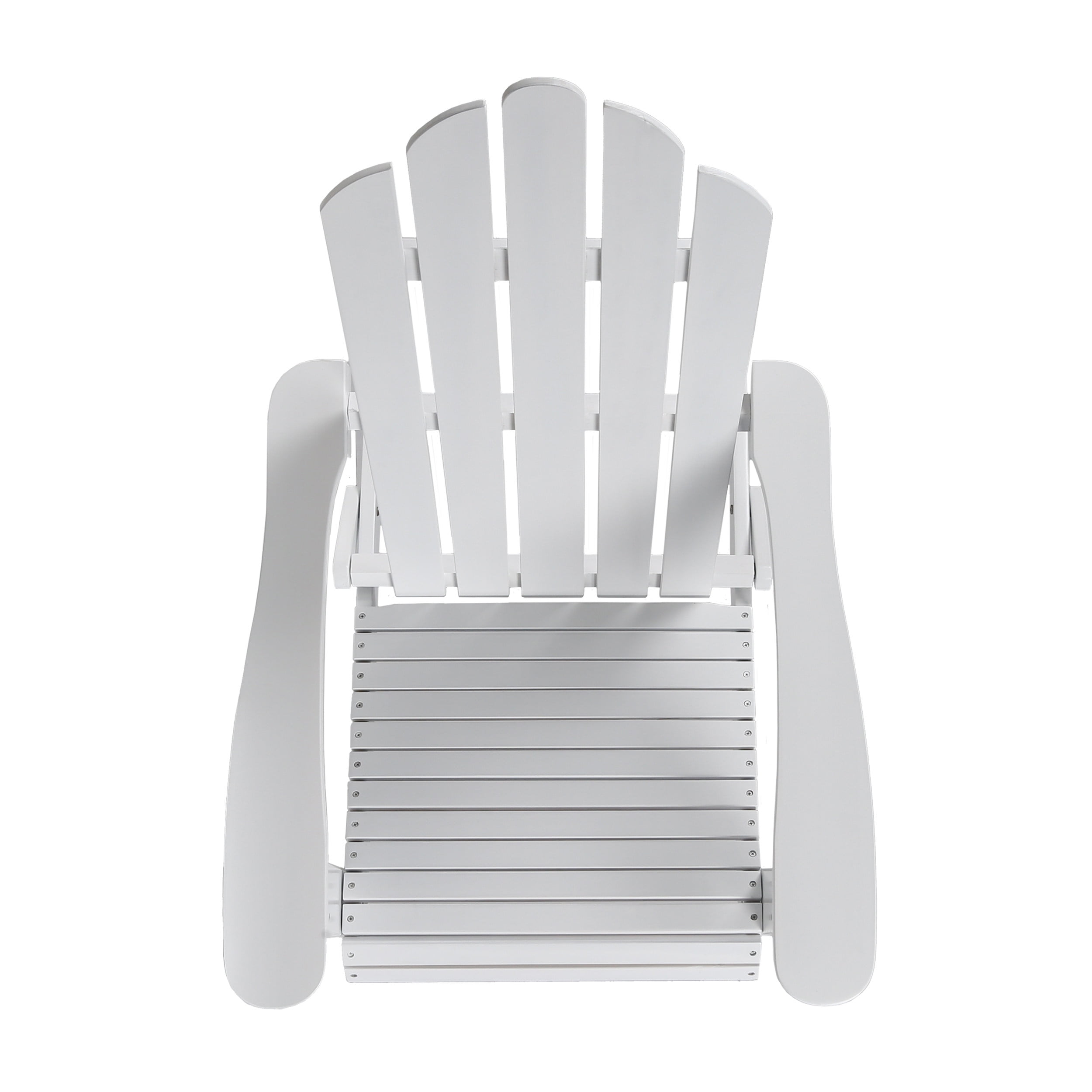 White Wood Foldable Adirondack Chair - 29.00 in Length, 35.50 in Width for Patio, Poolside, or Garden Seating