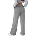 thumbnail image 4 of QLEICOM Womens Slacks Women's Wrinkle Free Relaxed Fit Straight Leg Pants Loose Wide Leg Pants High Waist Straight Pants Pants Work Cargo Casual Pants Wide Leg Pants Relaxed Fit Trousers Gray L, 4 of 5