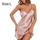 thumbnail image 2 of Mujer rosa con cuello en V ropa de dormir camisón de satén Mini Slip Chemise ropa de dormir corta, 2 of 6