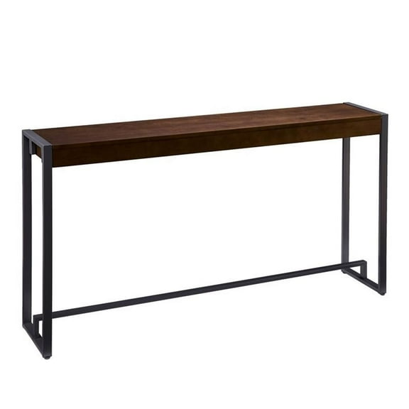 Pemberly Row Transitional Console in Dark Tobacco and Gunmetal Gray