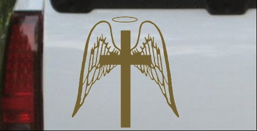 Self Adhesive Sticker Chrome Gold Halo And Angel Wings Car Badge 3D Logo Decal 