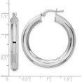 thumbnail image 4 of Sterling Silver Rhodium-Plated 5X34mm Octagon Tube Hoop Earrings (35.8 X 33.82) Made In Italy qe15867, 4 of 5