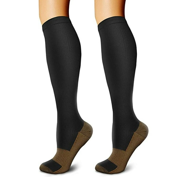 Dazone 2 Pairs Copper Knee High Compression Socks For Men & Women