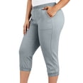 thumbnail image 2 of Cagogo Women Plus Size Capri Pants Elastic Waist Casual Cropped Pants with Pockets Summer Travel Trousers Loose Lounge Beachwear, Gray 4XL, 2 of 9