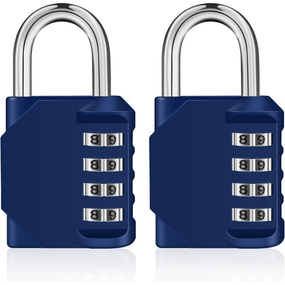 Combination Lock 2 Pack, 4 Digit Padlock for Gym, Employee, School, Fence. Hasp Cabinet & Storage - Set Your Own Keyless Resettable Combo