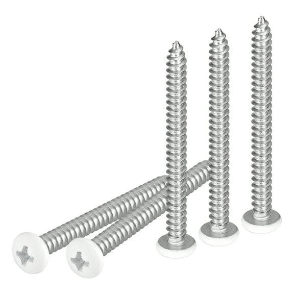 Uxcell #10x2" White Screws - 25Pack - 304 Stainless Steel Pan Head Phillips Screw