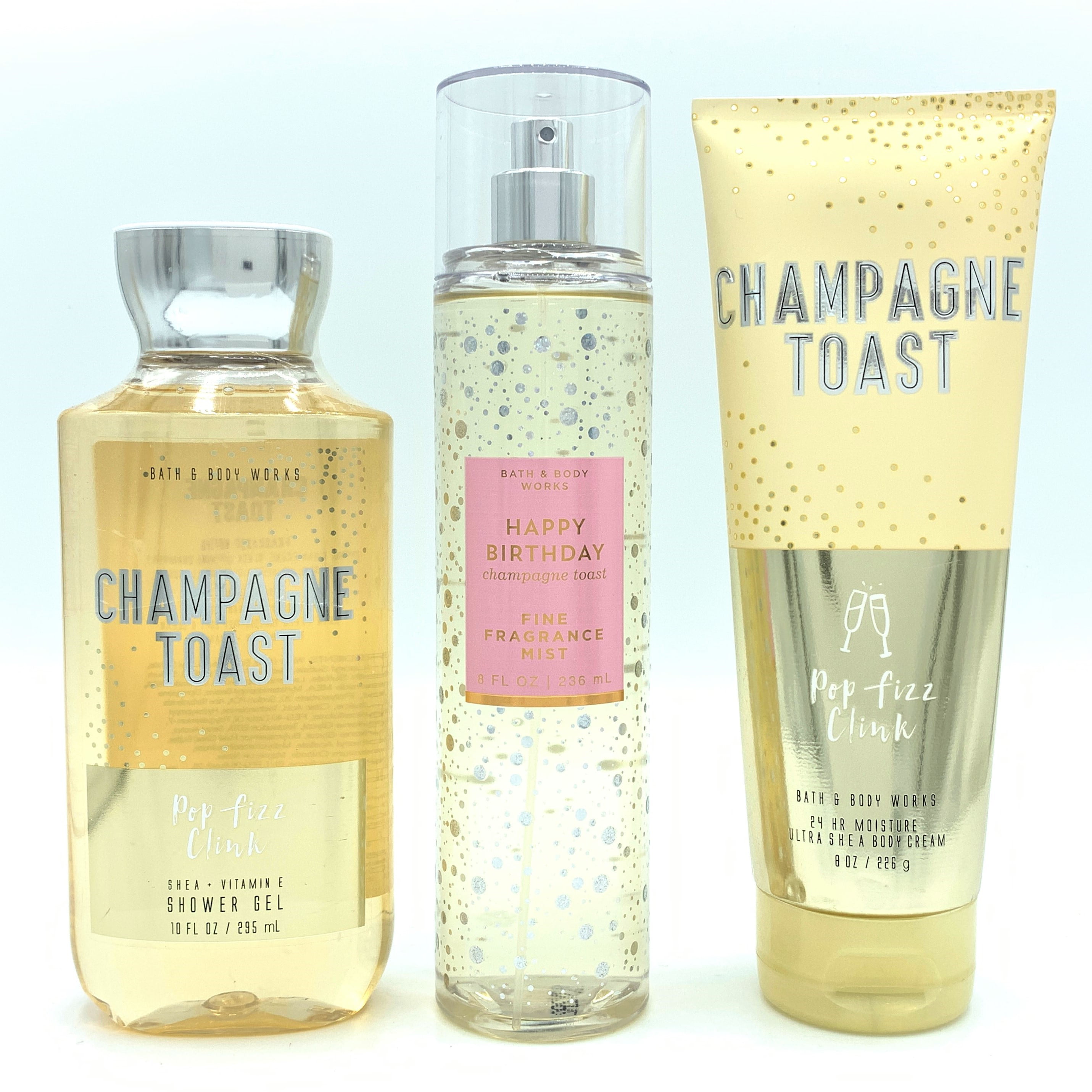 Bath & Body Works Champagne Toast Fine Mist, Shower Gel, and Body Cream
