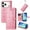 Pink, variant on for iPhone 17 Pro Max Cartoon Cute Wallet Case, Cat Dog Style Flip with ID Card Holder Premium PU Leather Cases with Wrist Strap, Magnetic Closure Folio Kickstand Cover, Purple