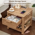 thumbnail image 3 of Set of 2 Farmhouse Nightstand with Charging Station for Bedroom, Rustic End Table with Drawer & Storage Shelf, Dark Wood, 3 of 8