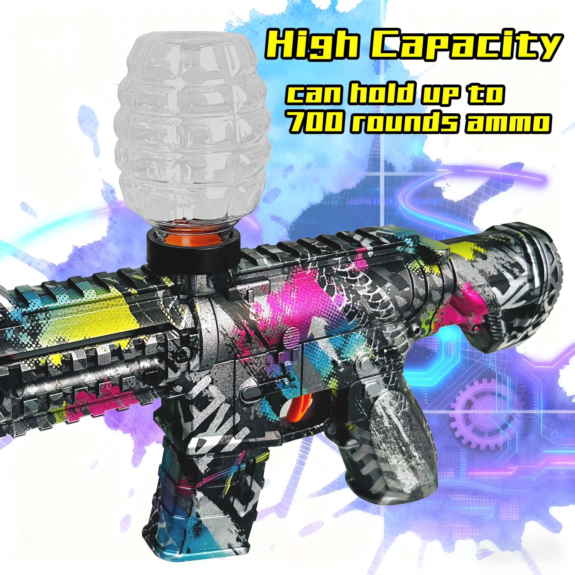 Electric Splatter Ball Blaster Splat Blaster Gel Ball Blaster with Auto Mode for Outdoor Backyard Activities Age 14+