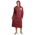 thumbnail image 3 of Hansber Men's Pajama Set 2Pcs Long Sleeve Striped Nightshirt with Sleeping Cap Nightwear Red Black L, 3 of 5