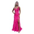 thumbnail image 1 of Vestido de fiesta CDSSL con cuello en V, rosa intenso, lentejuelas de sirena, talla 8, para mujer, 1 of 7