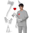 thumbnail image 1 of wonima02 Halloween Costume Accessories Silver Funnel Hat Axe Heart Brooch Silvery Gloves Set Halloween Costume Accessories for Man Women Cosplay Party, 1 of 1