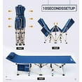 thumbnail image 3 of Folding Camping Cot, Sleeping Bed, Tent Cot, with Pillow, Carry Bag & Storage Bag, Extra Wide Sturdy, Heavy Duty Holds Up to 500 Lbs, Lightweight, Comfortable for Outdoor&Indoor (Dark Blue), 3 of 3