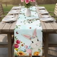thumbnail image 4 of Easter Table Runner - 60 Inch Long Spring Watercolor Bunny Eggs Tulip Flower Plant Cotton and Linen Blended Dress Scarves Farmhouse Table Runner for Kitchen Dining, Coffee Table, 13" x 60", 4 of 8