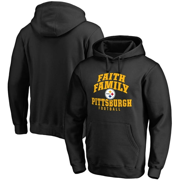 Men's Black Pittsburgh Steelers Faith Family Pullover Hoodie