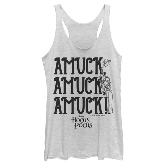 Women's Hocus Pocus Amuck Quote Racerback Tank Top White Heather Small