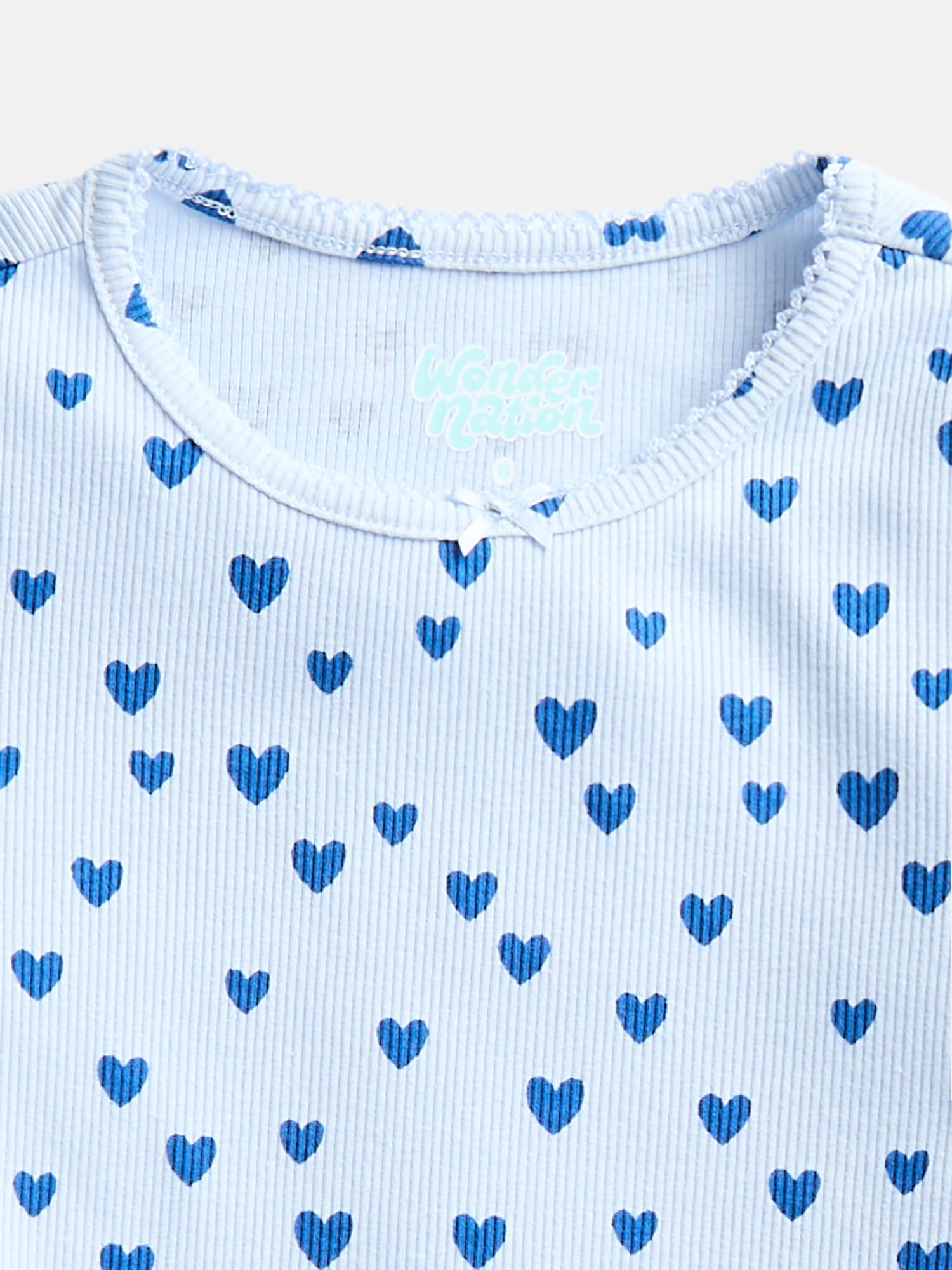 Wonder Nation Girls Crewneck Tee with Long Puff Sleeves, Sizes 4-10