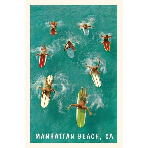 Pocket Sized - Found Image Press Journals: The Vintage Journal Surfers Paddling, Manhattan Beach (Paperback)