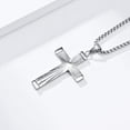 thumbnail image 4 of PAMTIER Unisex Stainless Steel Simple Hip Hop 2 Colors Refraction Ray Cross Pendant Amulet Crucifix Necklace Christian Jewelry Silver Free Chain, 4 of 5