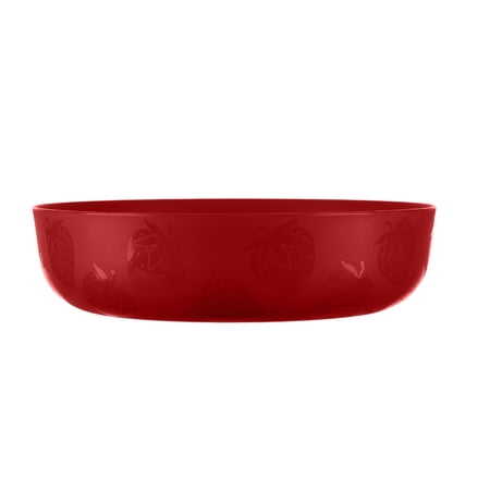 Mainstays 42 Ounce Round Plastic Strawberries Etched Dinner Bowl, Red