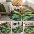 thumbnail image 6 of 3.3ft Round Rug, Summer Palm Tree Non-Skid Rubber Backing Large Area Rugs - Living Room Bedroom Home Office, Nature Green Tropical Plant Leaves Indoor Floor Mat Carpets Washable Rug, 6 of 9