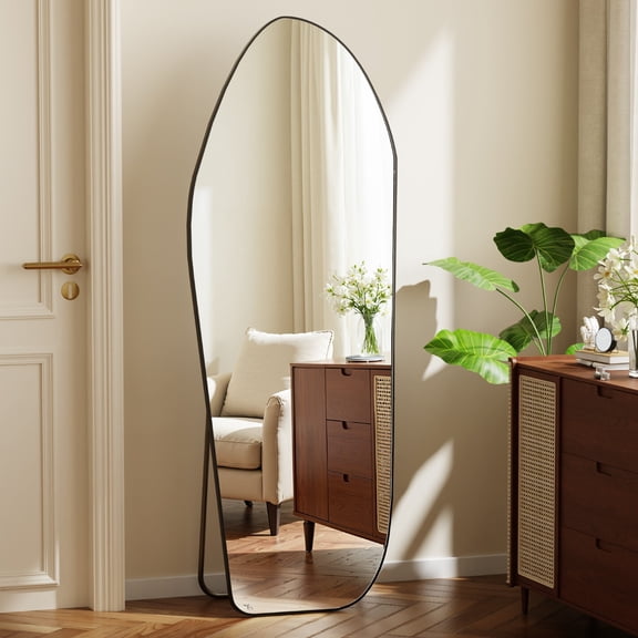 SHATTERVIEW 67"x24" Full Length Mirror Floor Mirror Irregular Decorative Wall-Mounted Mirror, Black