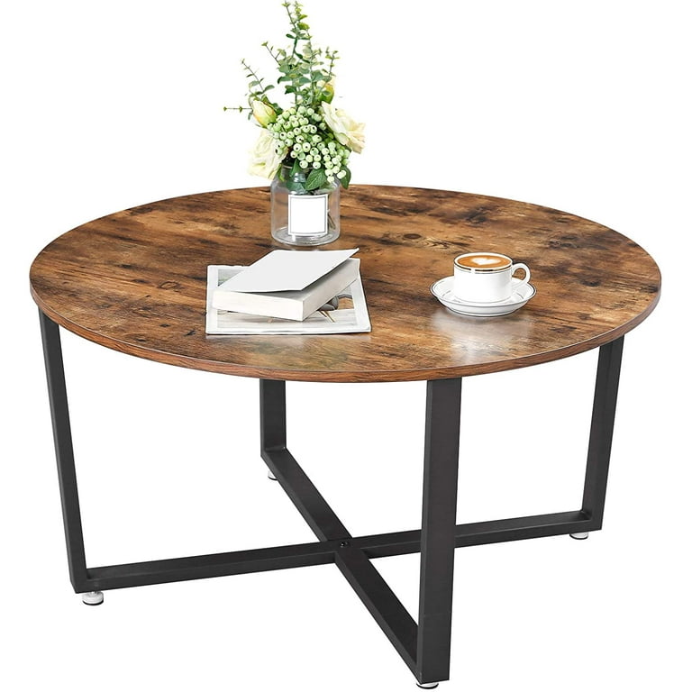 VASAGLE ALINRU Round Coffee Table, Industrial Style Cocktail Table, Durable  Metal Frame, Easy to Assemble, for Living Room, Rustic Brown ULCT88X 39.4