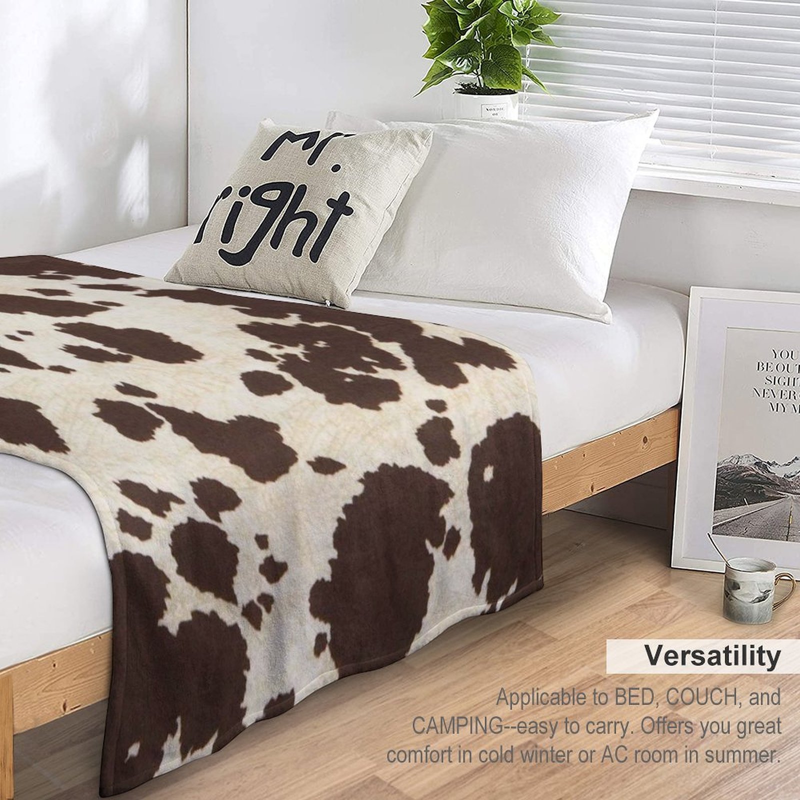 Brown and White Cow Print The Full Collection of Flannel Blanket Lightweight Cozy Bed Blankets Soft Throw Blanket Fit Couch Sofa for Kids Adults 60"×80"