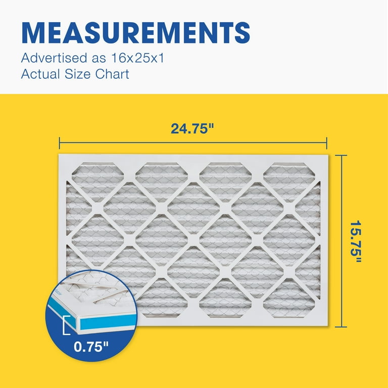 16x25x1 AC and Furnace Air Filter by Aerostar Model 16X25X1 M11 MERV 11 Box of 6