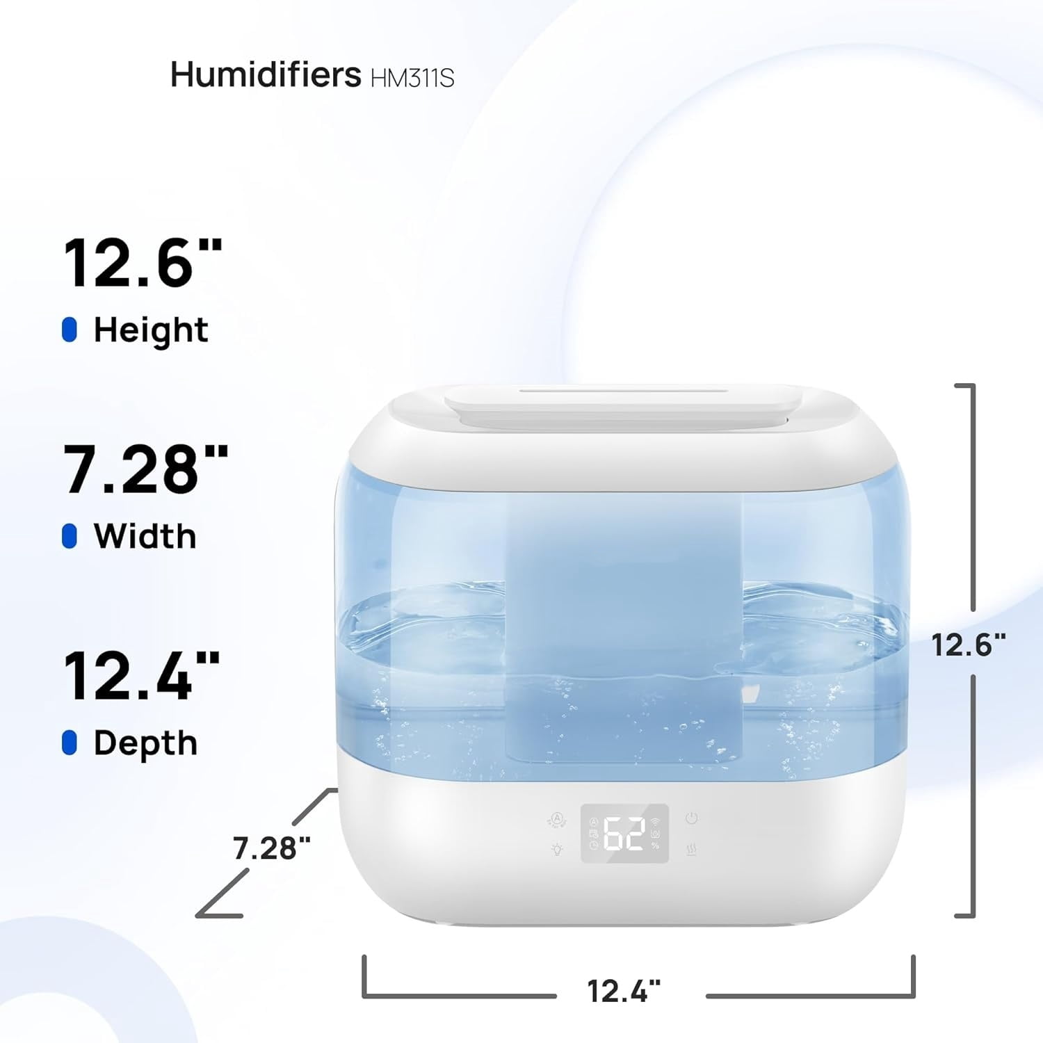 Humidifiers for Bedroom, Top Fill 4L Smart Cool Mist Humidifier with Oil Diffuser, Cartridge, Nightlight, 36H Runtime, Quiet Ultrasonic Humidifiers for Home, Baby Nursery, Plants, Office