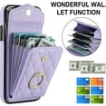 thumbnail image 3 of REQO Phone Case for iPhone 12 Pro iPhone12 6.1 Wallet Cover with Tempered Glass Screen Protector Crossbody Wrist Strap Ring RFID Blocking Card Holder Cell iPhone12pro 5G i 12s 12pro Women Purple, 3 of 7
