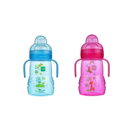 MAM Trainer Cup with nipple and extra soft spout, 8 oz, 1-Count, Girl (Colors May