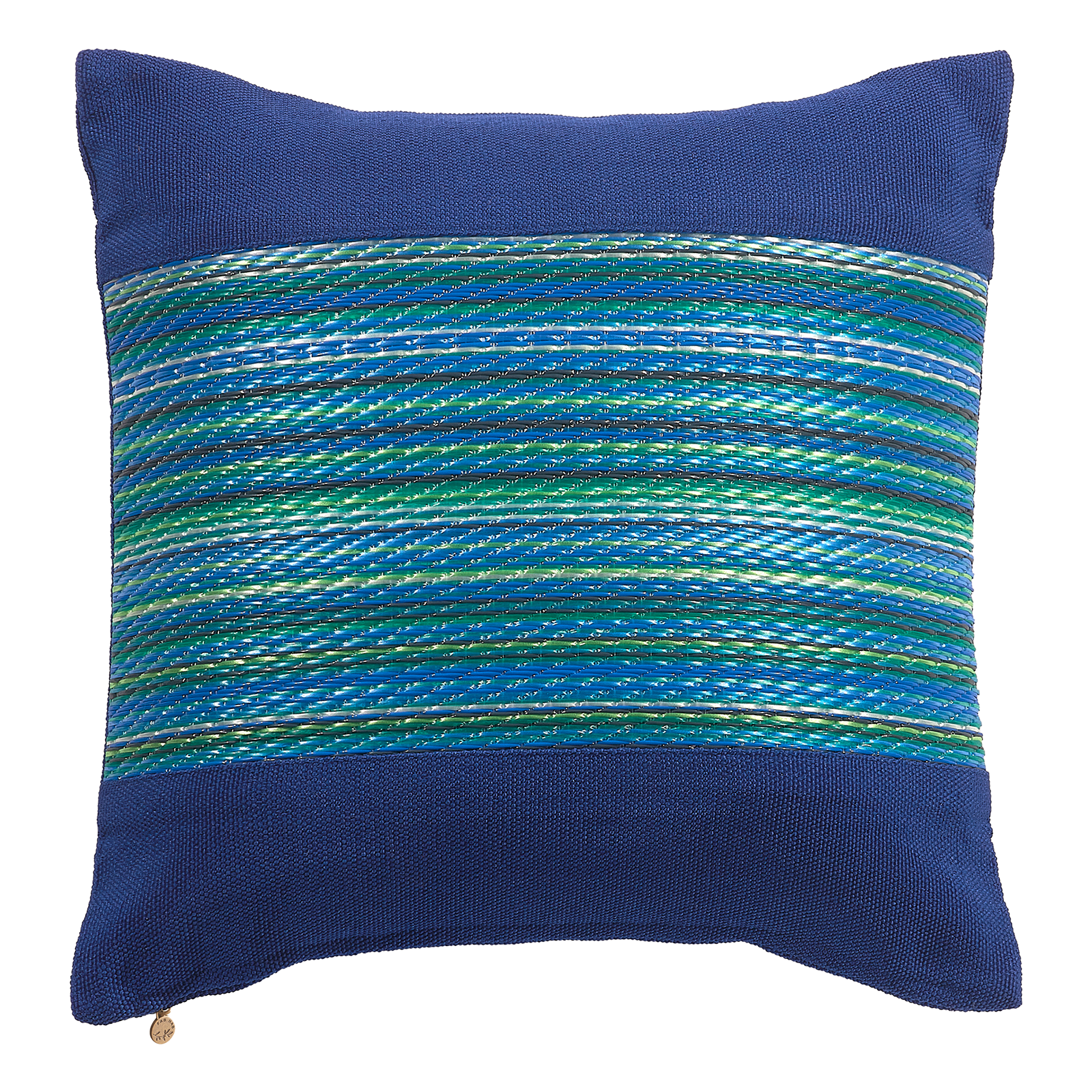 Fab Habitat Indoor/Outdoor Throw Pillow Made from Recycled Polyester Yarn - Double Sided, Stain Resistant, Machine Washable - Bohemian - Patio, Deck, Porch, Living Room - Cancun - Blue - (20" x 20")