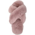 thumbnail image 6 of Womens Genuine Thick Sheepskin Open Back Peep Toe Cross Over Slipper Slider - Pink/Mink - US 8, 6 of 7