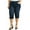 Dark Wash, variant on /TS WOMENS PLUS SIZE Elastic Waist Pull On Stretch DENIM CAPRI JEANS - DARK BLUE